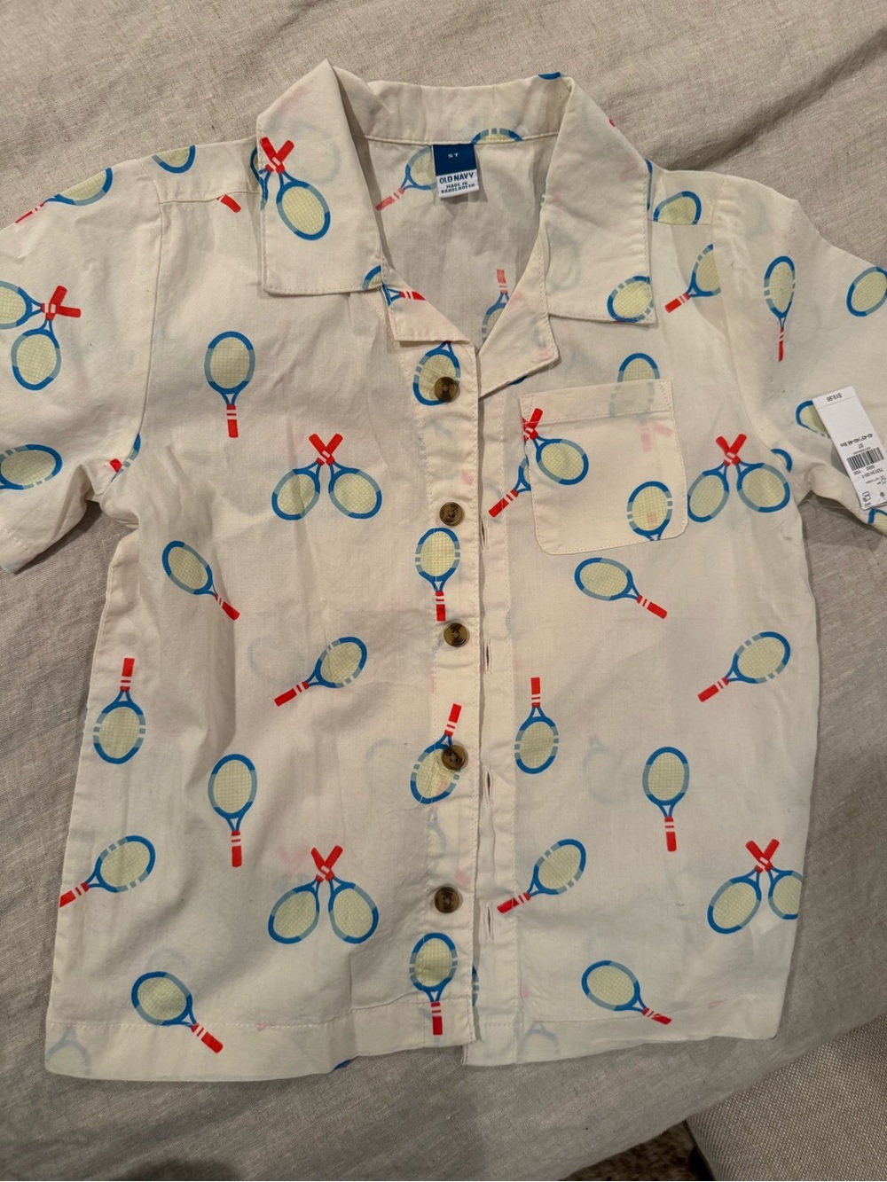 Kids' Tennis-Print Short Sleeve Shirt